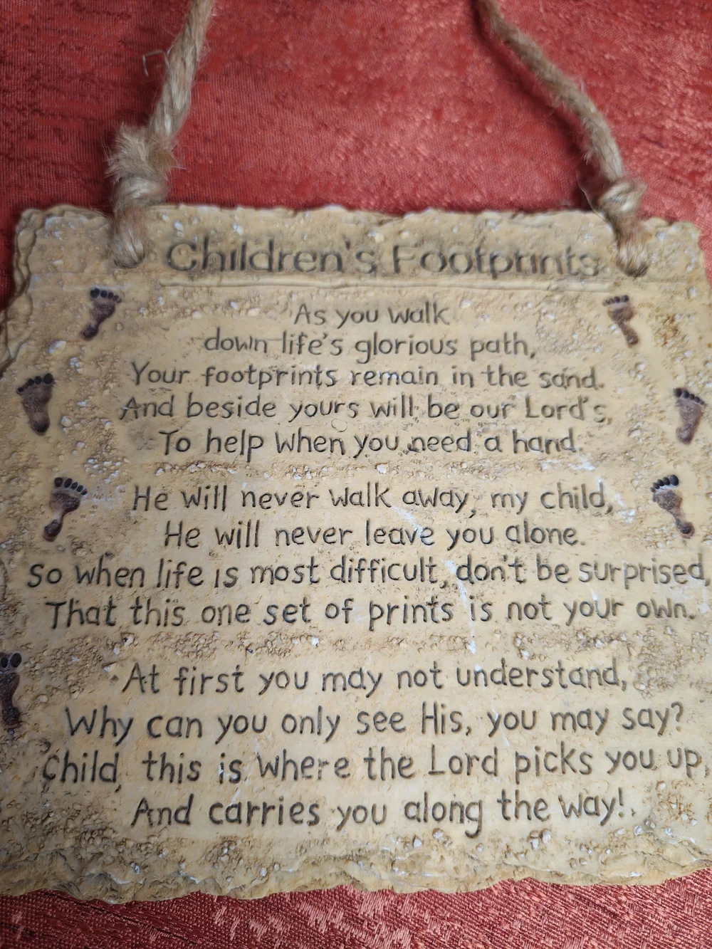 Children's Footprints Wall Plaque - Brown